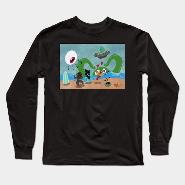 A Day at the Beach Long Sleeve T-Shirt by BowlerHatProductions